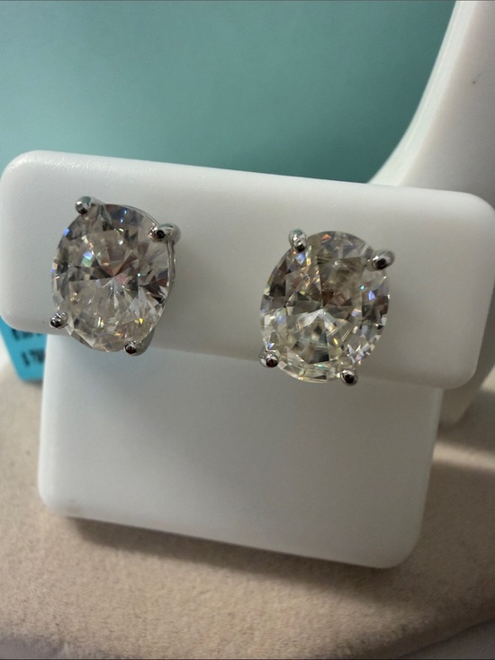 Jewelry - 6 CT 925 Sterling Silver Moissanite Oval Stud Earrings MSRP $799